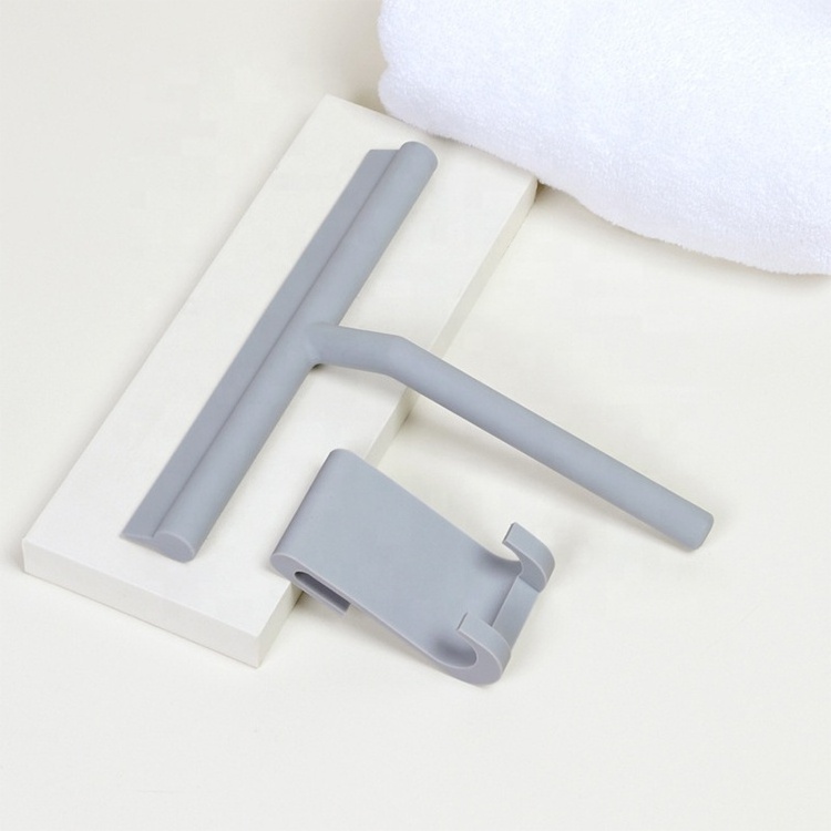 New Silicone Black/Gray White Shower Squeegee Window clean wiper with Hook for Window Glass Mirror