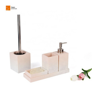 Modern Design 5-Piece Resin Bathroom Accessory Set for Hotel Washroom Includes Soap Toothbrush Holders Toilet Brush Holders