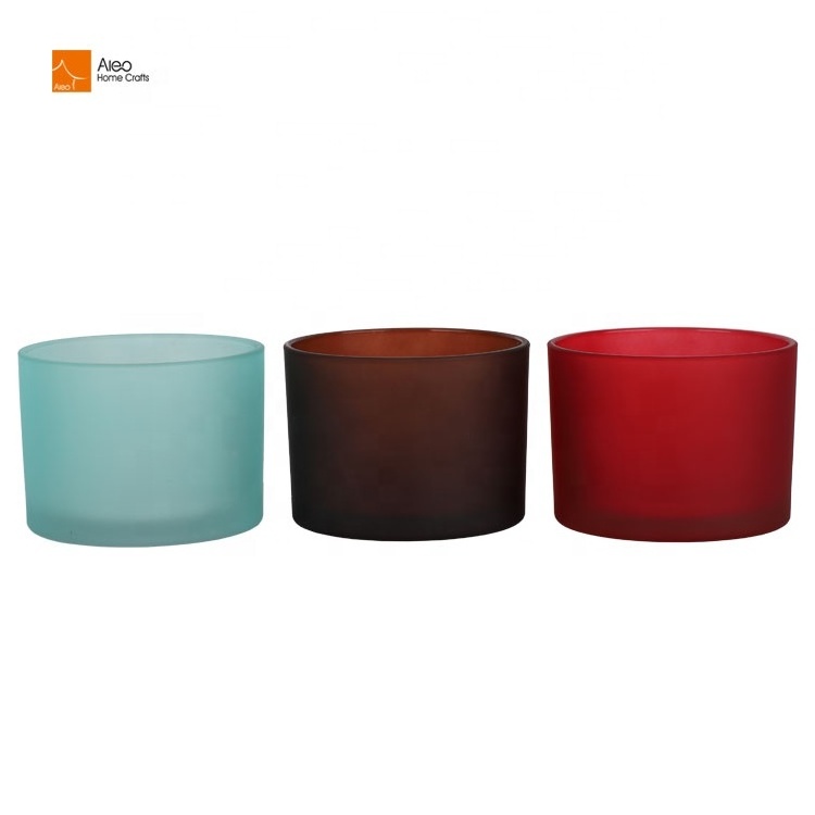 Red/brown/Green ciustomized color Large 3- wick glass tumbler wax capacity candle holder Glass candle jar holder for gift