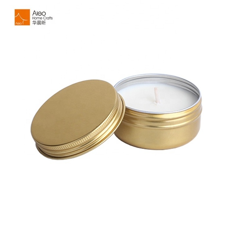 Customized Logo Hours Customized Scented  Gold Tin Cheap Mini 100% Soy Candle Wax Tealight pefumed Candle For Parties