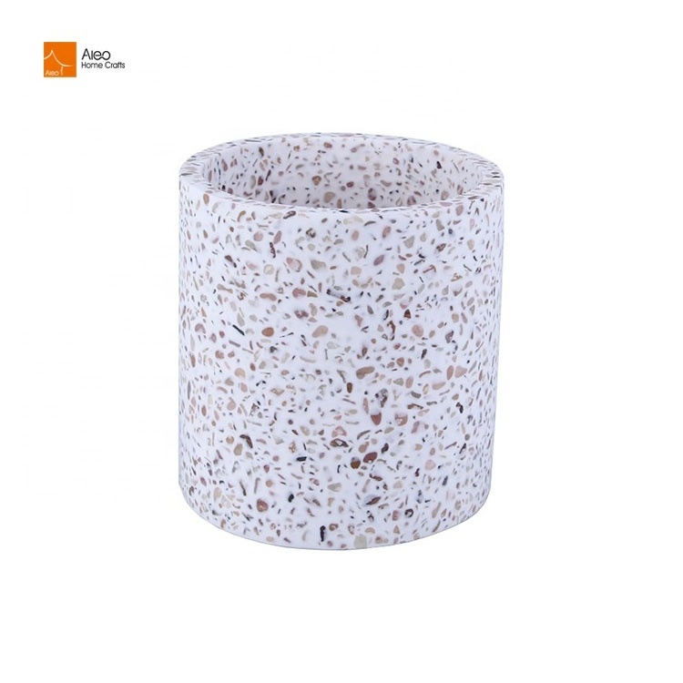 Large White round Terrazzo Candle Holder Empty Jar for Home Decor 470 ML Wholesale Vessels Candle Making Other Candle Holders