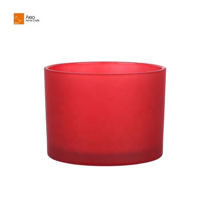 Red/brown/Green ciustomized color Large 3- wick glass tumbler wax capacity candle holder Glass candle jar holder for gift