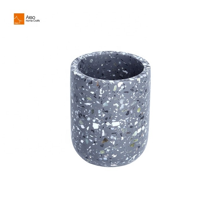 Custom Gray 10oz Terrazzo Candle Jars Wholesale Stone Home Decoration Candle Cup Holders