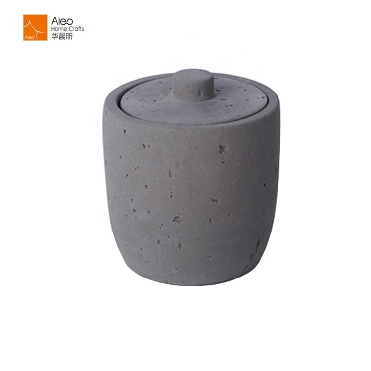 Hot sale empty concrete candle jar /candle holder with lid/ vintage candle holder container