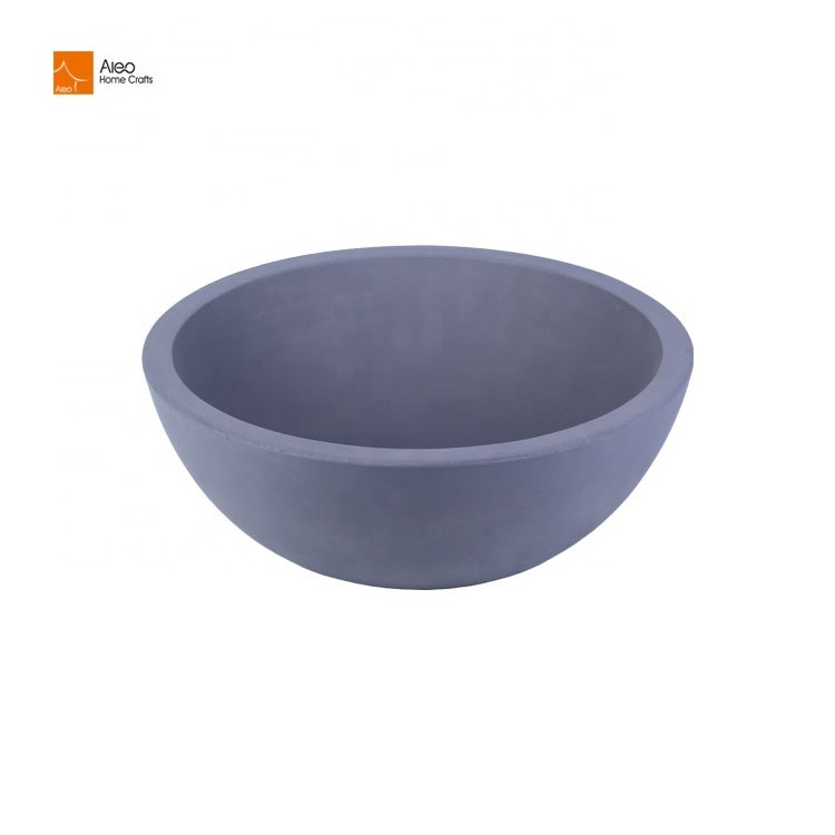 Large Capacity Round Shape Reusable Concrete Multi Functional Big Flower Pot Gray Kitchen Restaurant Buffet Fruit Salad Bowl