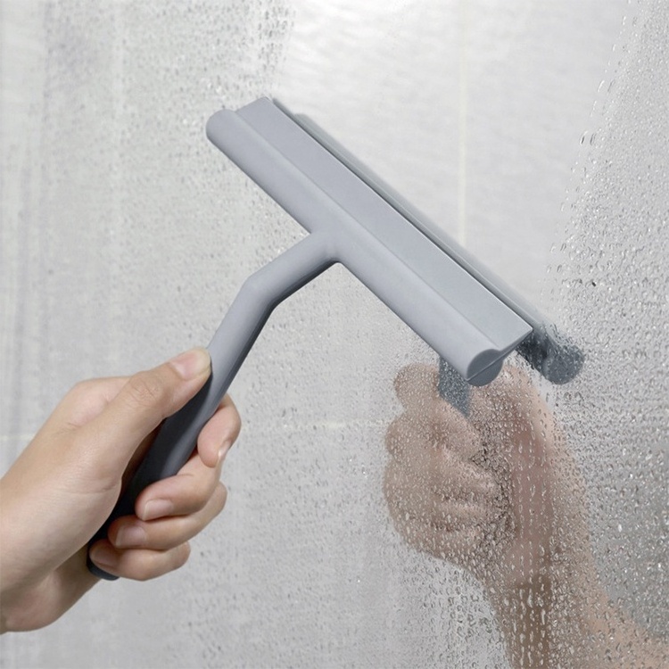 New Silicone Black/Gray White Shower Squeegee Window clean wiper with Hook for Window Glass Mirror