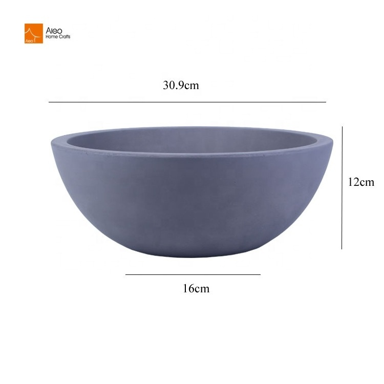 Large Capacity Round Shape Reusable Concrete Multi Functional Big Flower Pot Gray Kitchen Restaurant Buffet Fruit Salad Bowl