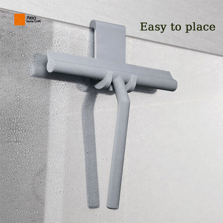 New Silicone Black/Gray White Shower Squeegee Window clean wiper with Hook for Window Glass Mirror