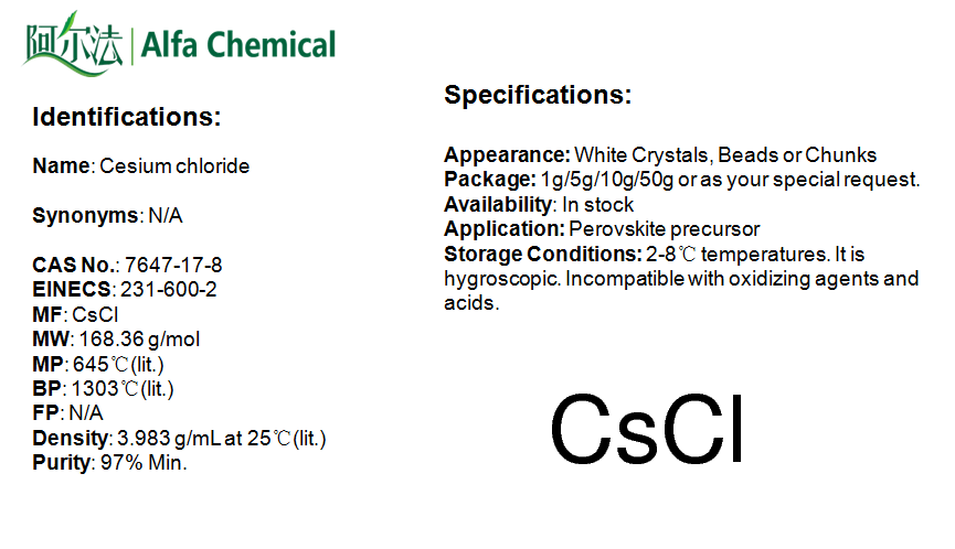 CAS:7647-17-8 Cesium chloride for provskite