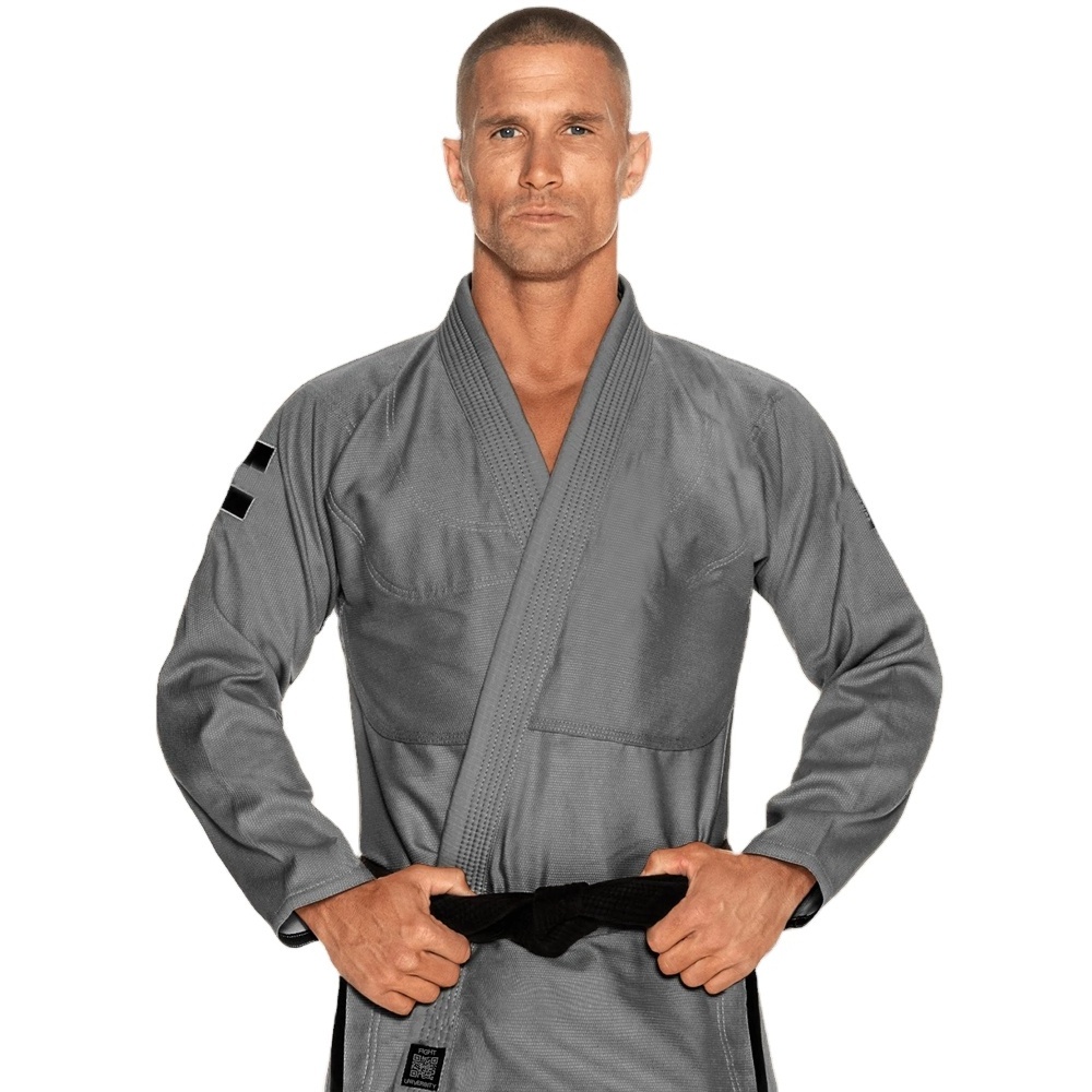 Latest 2024 Arrival Men Charcoal Color Cotton Martial Arts Wear For Sale Men BJJ Kimono Suit Custom Design Bjj Suit