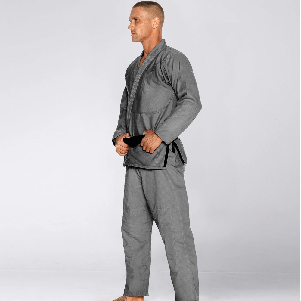 Latest 2024 Arrival Men Charcoal Color Cotton Martial Arts Wear For Sale Men BJJ Kimono Suit Custom Design Bjj Suit