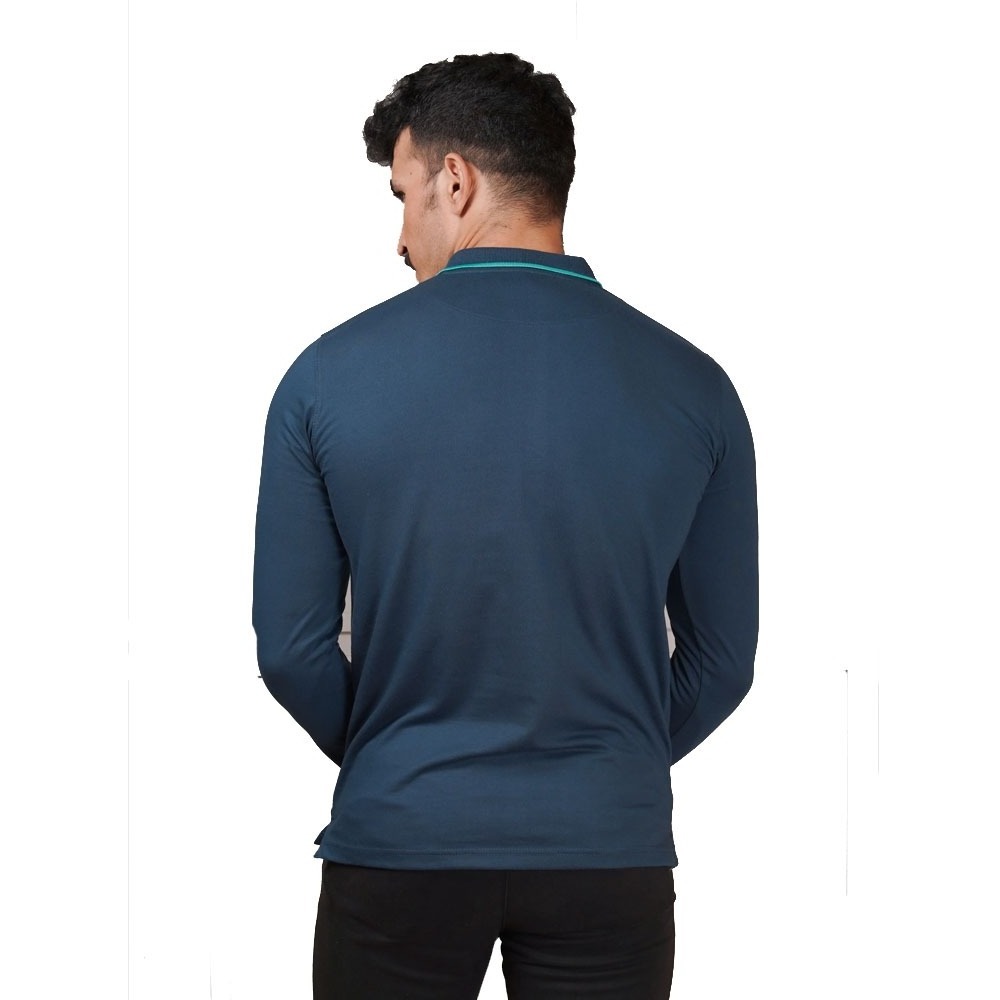 Men Navy Blue 100% Cotton Full Sleeve Polo T Shirt For Sale Men Custom Made Polo Jerseys With Custom Packaging & Free Sample