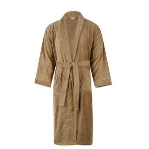 Hotel Customized Size Logo Bathrobe Velour Terry 100% Cotton Waffle Bath Robe