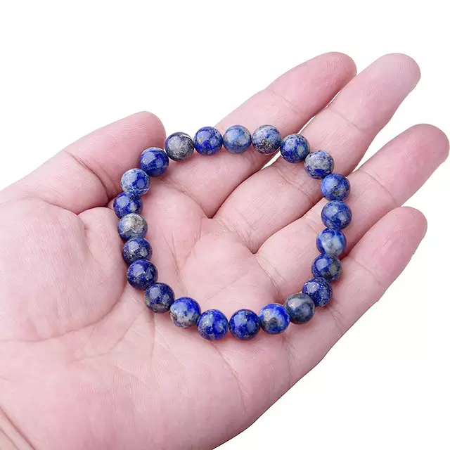 Natural Stone Lapis Lazuli Healing Crystal Stretch Beaded Bracelet Women Men Handmade Gemstone Round Bracelet