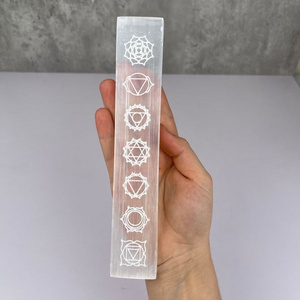 New Arrived Beautiful Natural Selenite Crystal  Charging Stick With Seven Chakra Engraved Symbol