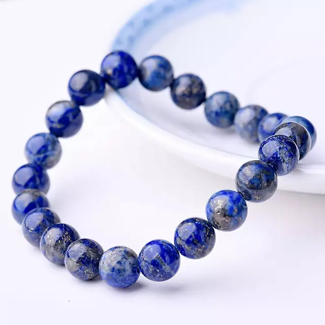 Natural Stone Lapis Lazuli Healing Crystal Stretch Beaded Bracelet Women Men Handmade Gemstone Round Bracelet