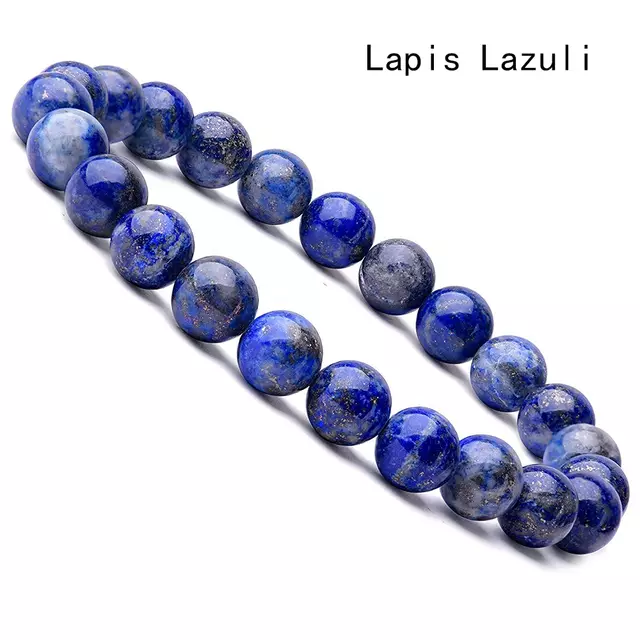 Natural Stone Lapis Lazuli Healing Crystal Stretch Beaded Bracelet Women Men Handmade Gemstone Round Bracelet