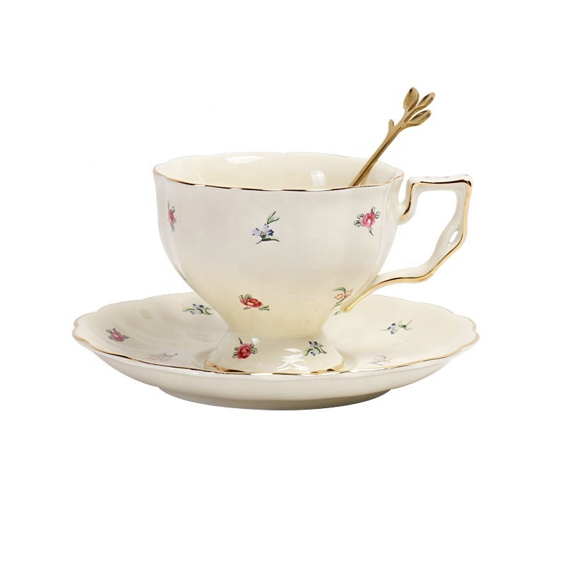 Promotional European retro 8-piece strawberry pattern coffee set for gifts