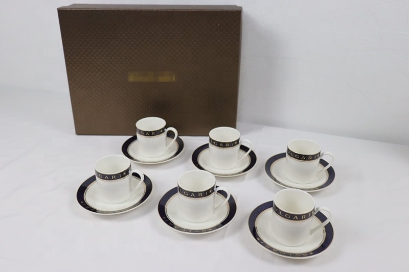 Wholesale Espresso Cup and Saucer Set Essence Coffee Set Bone China with Gift Box 6 Cups 6 Saucer Luxury with Logo Party Country