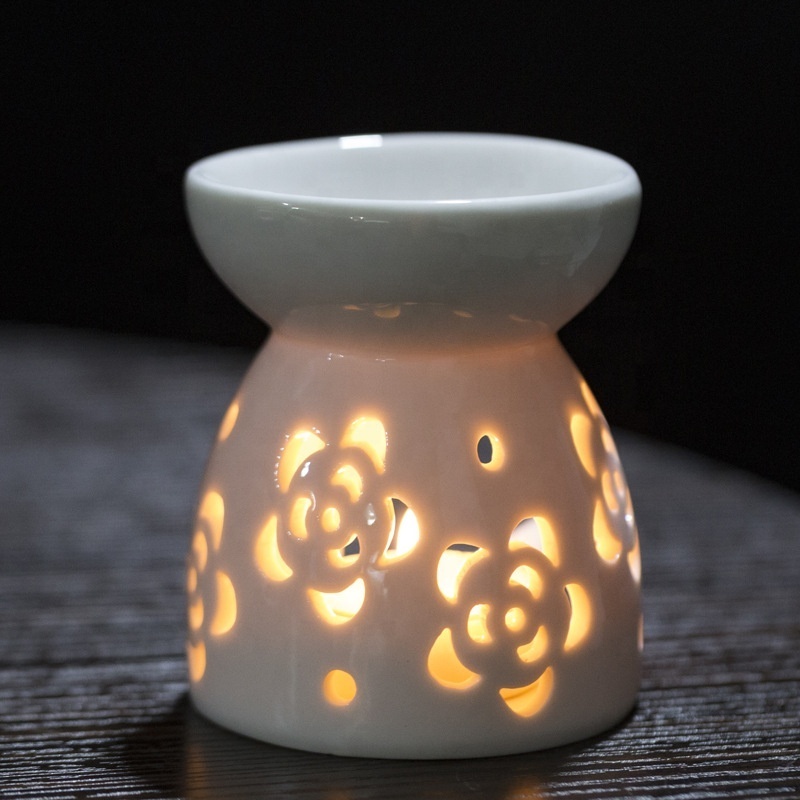 Wax Melt Burner Oil Burner Home Wax Burner Essential Fragrance for Decoration Hollow Ceramic Hot Selling Multi-flower Handmade