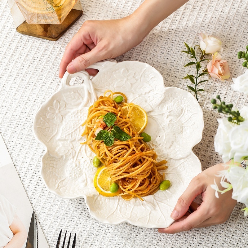 Western Food Pasta Dinner Plate White Ceramic Dessert Salad Plate French Afternoon Tea Frubrownregular Plates Household Embogirl