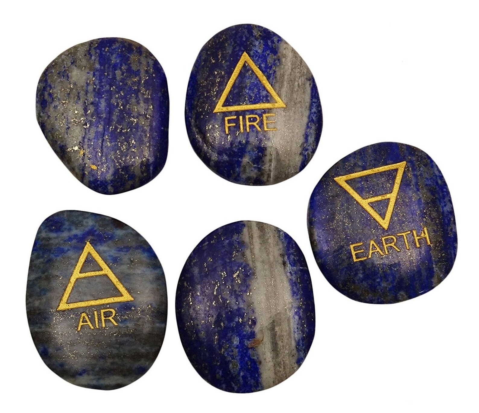 Gemstone Reiki Set of 5 Elemental Quarter Lapis Lazuli Stone Spiritual Reiki Healing Crystal Energy Generator Gemstone Easter