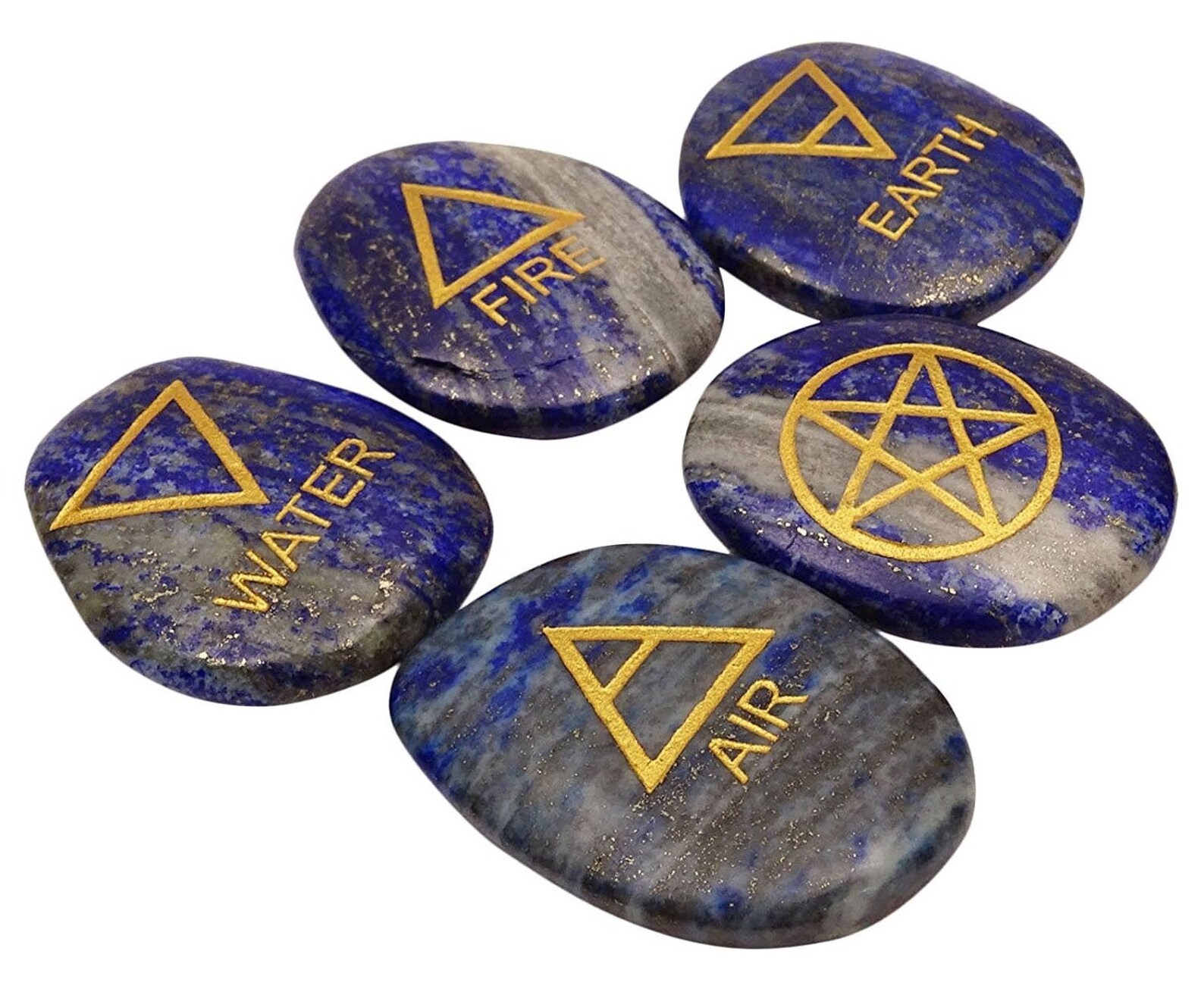 Gemstone Reiki Set of 5 Elemental Quarter Lapis Lazuli Stone Spiritual Reiki Healing Crystal Energy Generator Gemstone Easter