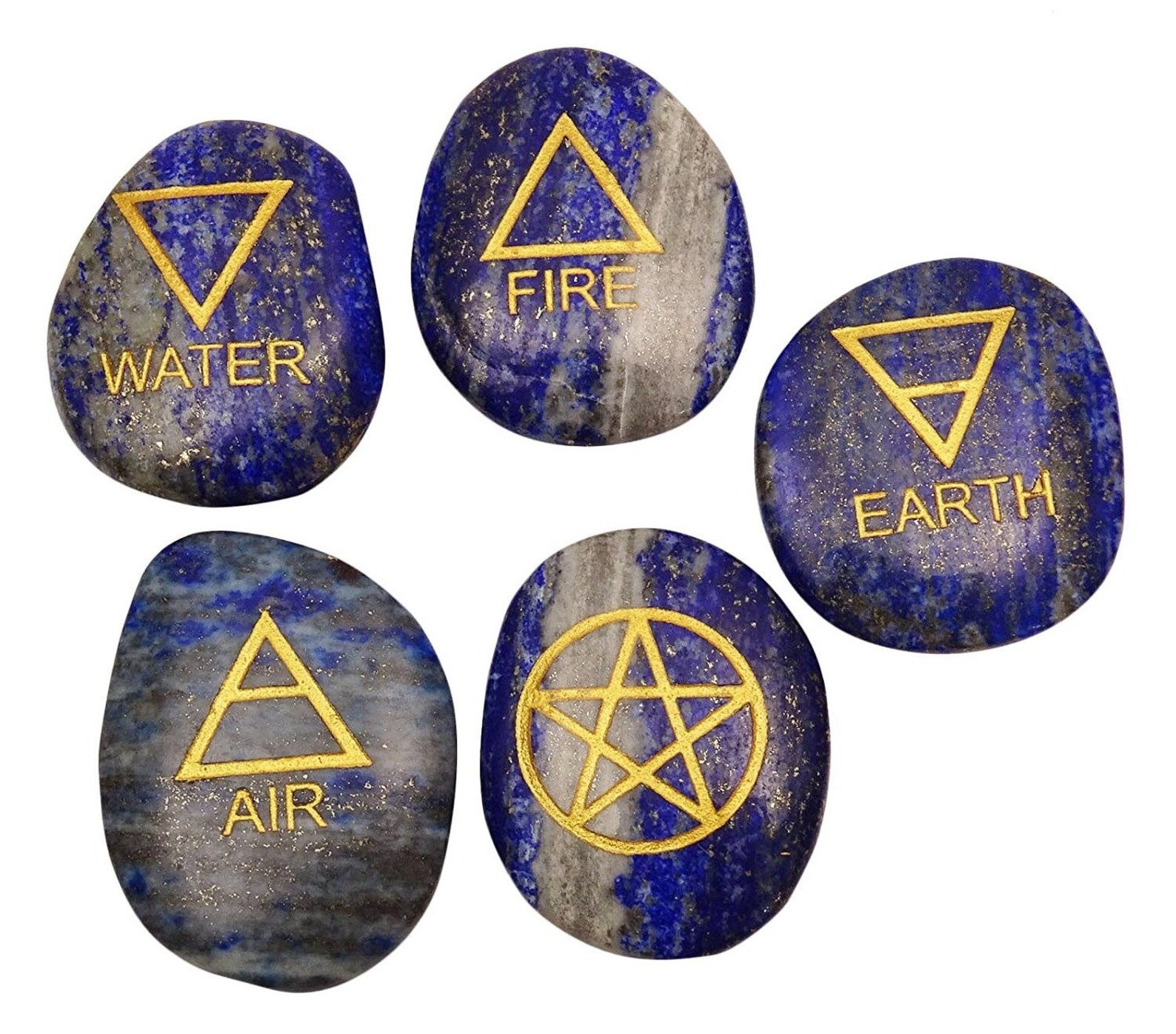 Gemstone Reiki Set of 5 Elemental Quarter Lapis Lazuli Stone Spiritual Reiki Healing Crystal Energy Generator Gemstone Easter