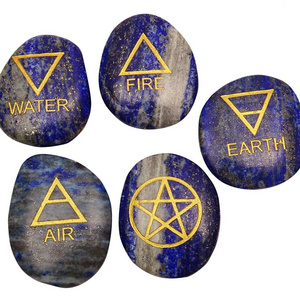 Gemstone Reiki Set of 5 Elemental Quarter Lapis Lazuli Stone Spiritual Reiki Healing Crystal Energy Generator Gemstone Easter