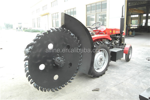 Farm machinery tractor mounted wheel saw trencher