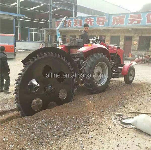 Farm machinery tractor mounted wheel saw trencher