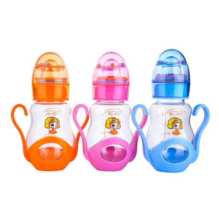 New design 5oz 150ml food grade plastic BPA free  baby feeding bottle with special handle