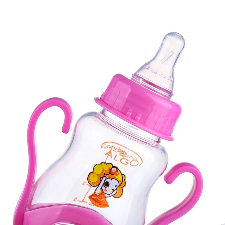 New design 5oz 150ml food grade plastic BPA free  baby feeding bottle with special handle