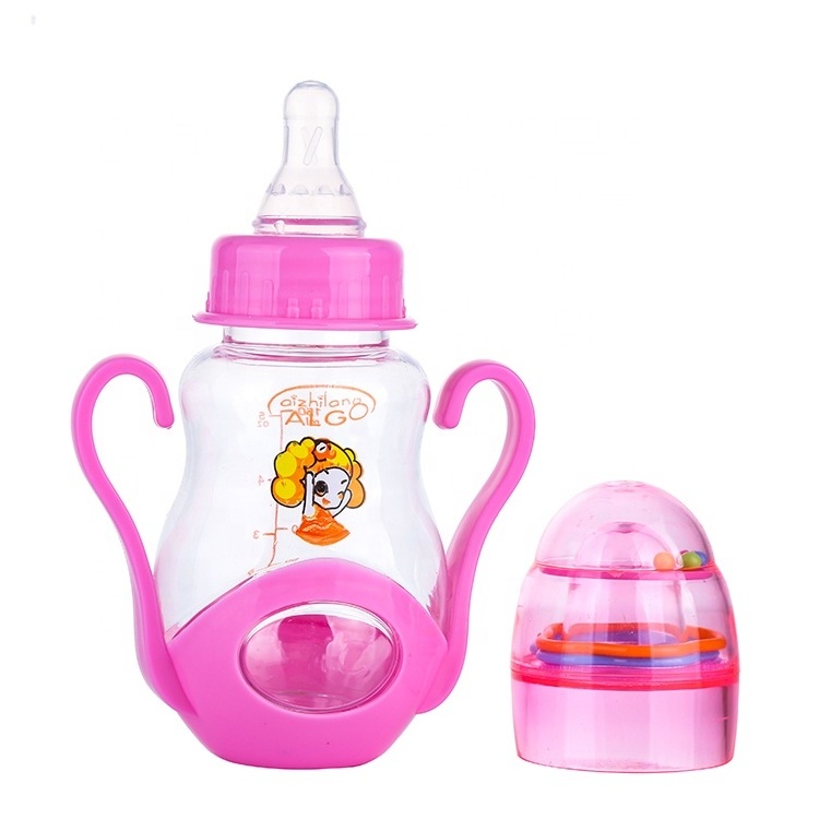 New design 5oz 150ml food grade plastic BPA free  baby feeding bottle with special handle