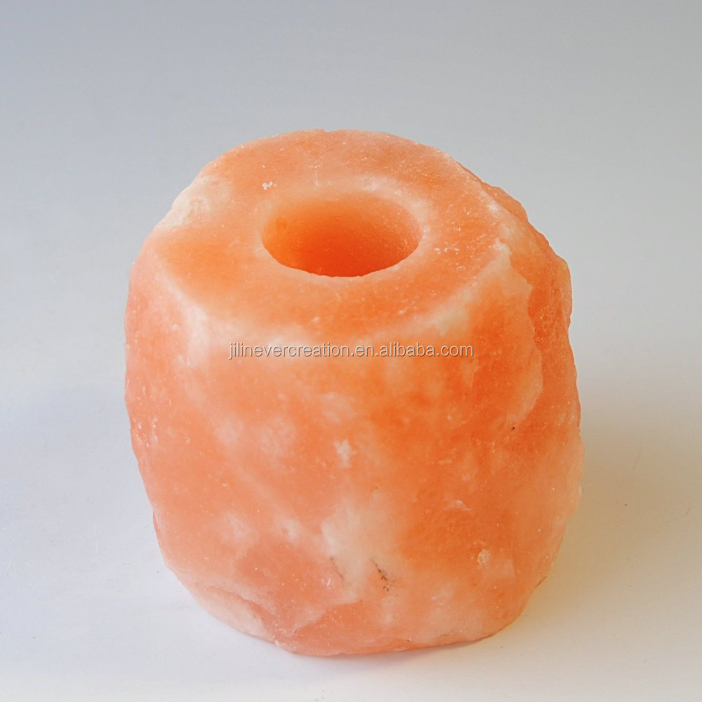 High quality 100%natural air purifier Pink Himalayan crystal rock tealight candle holder Customized himalayan salt candle holder