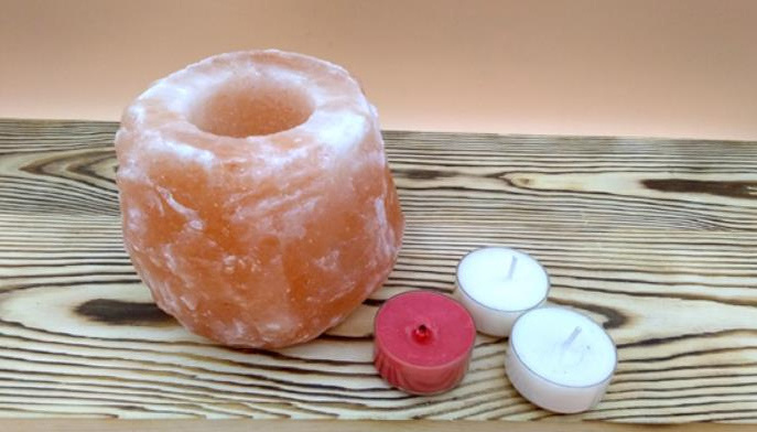 High quality 100%natural air purifier Pink Himalayan crystal rock tealight candle holder Customized himalayan salt candle holder