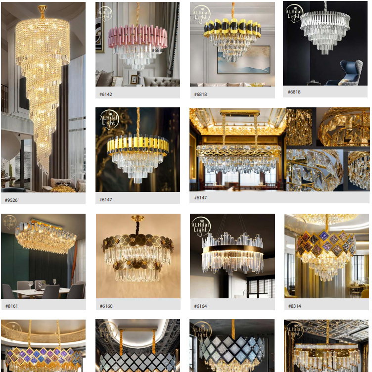 Factory Villa Wedding Nordic Large Hotel K9 Crystal Chandelier Black And Gold Trade Modern Decorative Salon Pendant Light