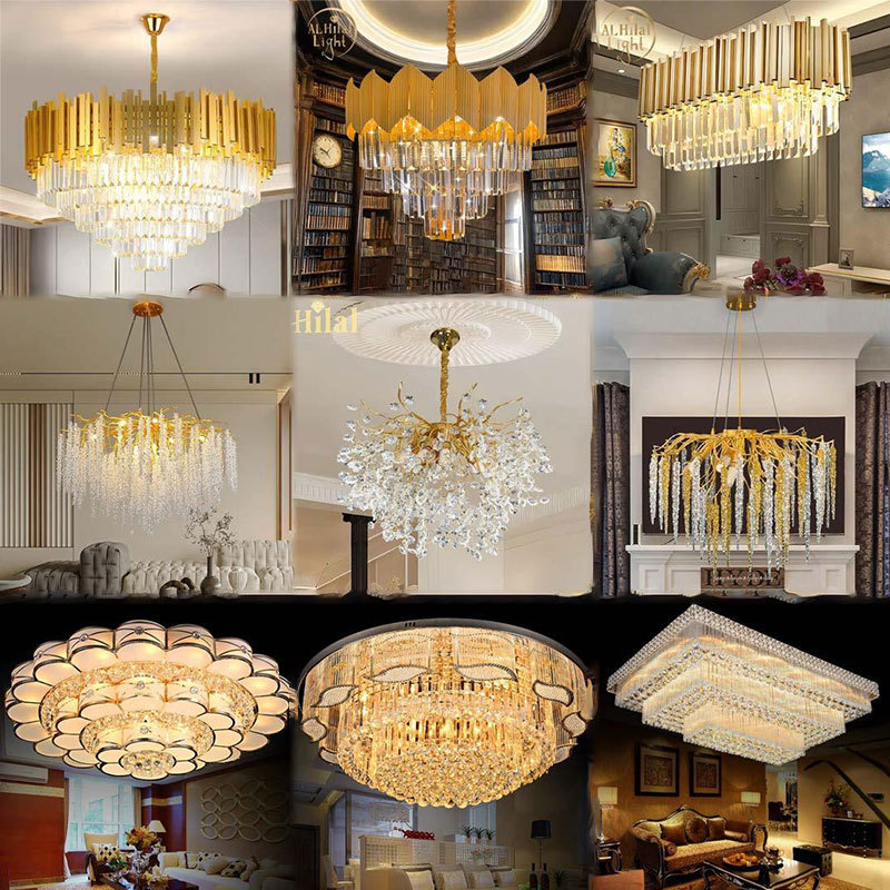 Factory Villa Wedding Nordic Large Hotel K9 Crystal Chandelier Black And Gold Trade Modern Decorative Salon Pendant Light