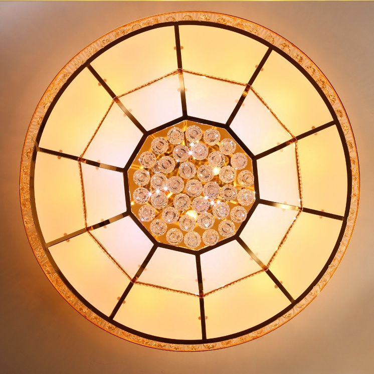 Modern Gold Luxury Led K9 Crystal Decorative Art Living Room Bedroom Lighting Round Ceiling Light