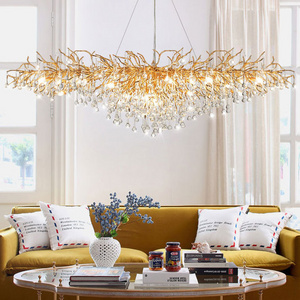 Luxury Light Fixtures Modern L180cm Lighting Design Dining Room Bedroom Dining Room Rectangle Brass Black Crystal Chandelier