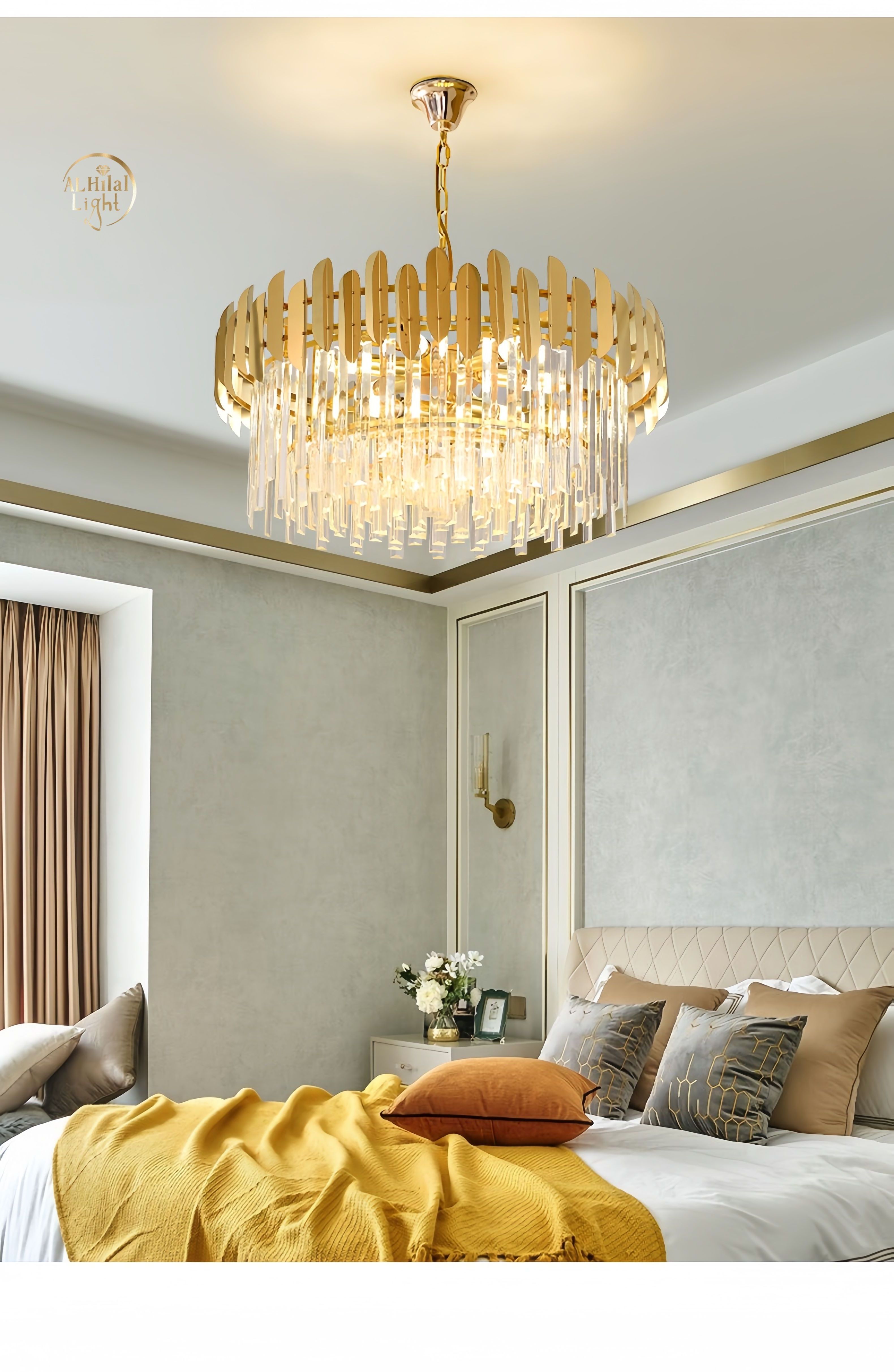 Post-Modern Light Luxury Style Crystal Chandelier Round Flush Mount Bedroom Living Room Dining Room Bar Gold Hot Sale Chandelier