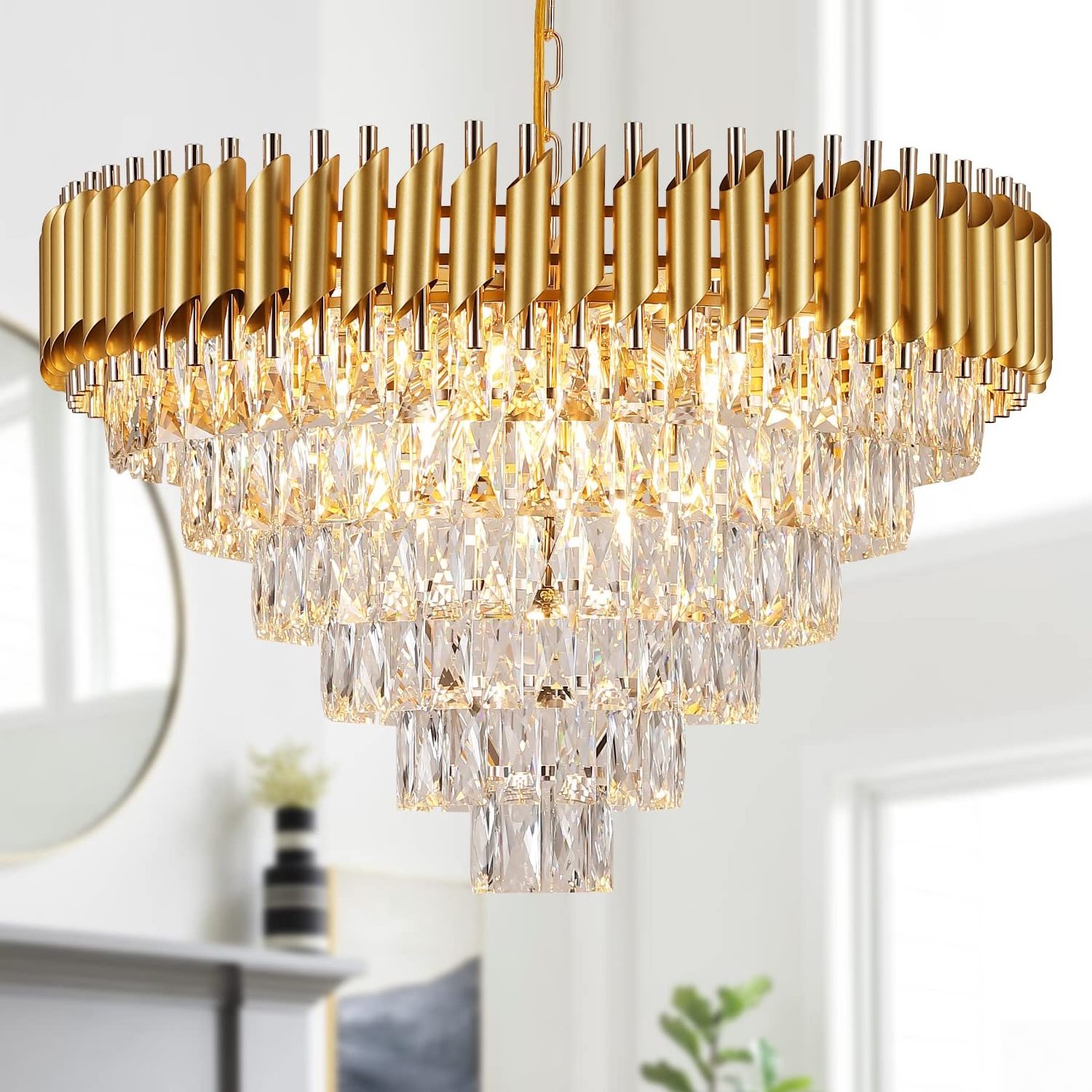 Factory Restaurant Hotel Lobby Modern Villa Gold Pendant Light Decoration Large Lighting K9 Luxury Crystal Chandelier