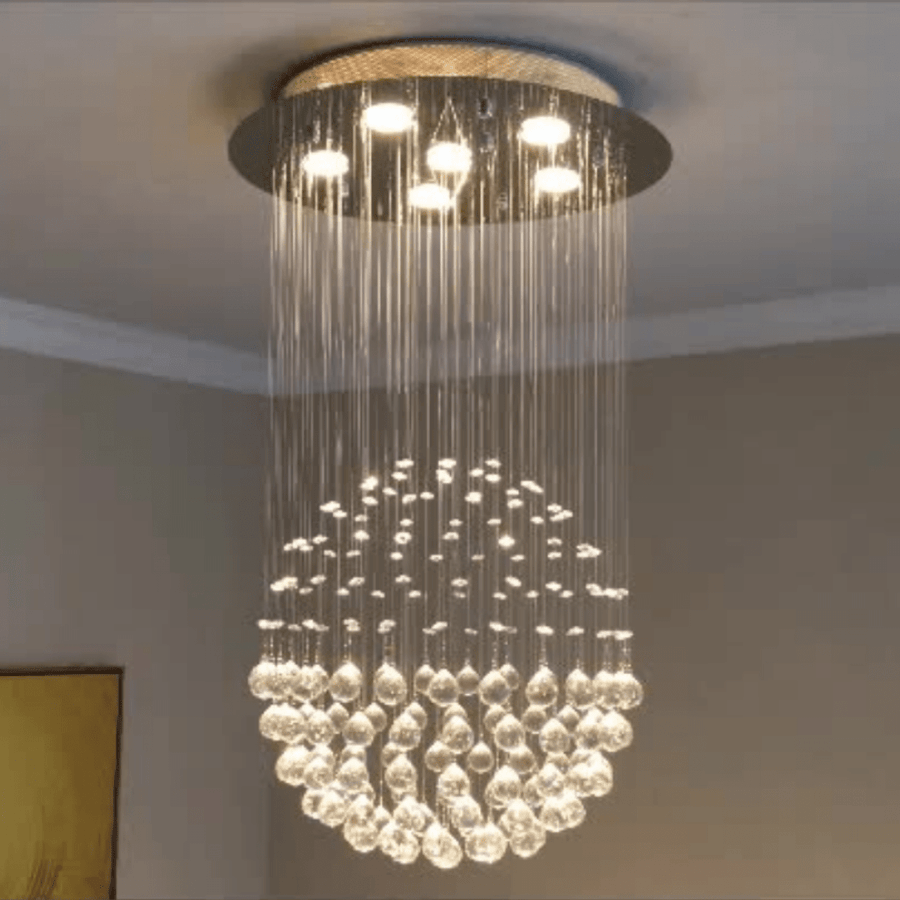 Large K9 Crystal Ball Chandelier Luxury Hotel-Style Stainless Steel Ceiling Light with Bulb Switch Control Bedroom For Home