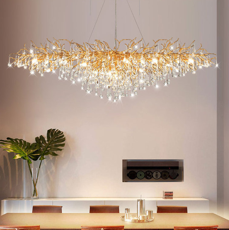 Modern Golden Luxury Metal Glass Dining Living Room Hotel Crystal Chandeliers Pendant Lights