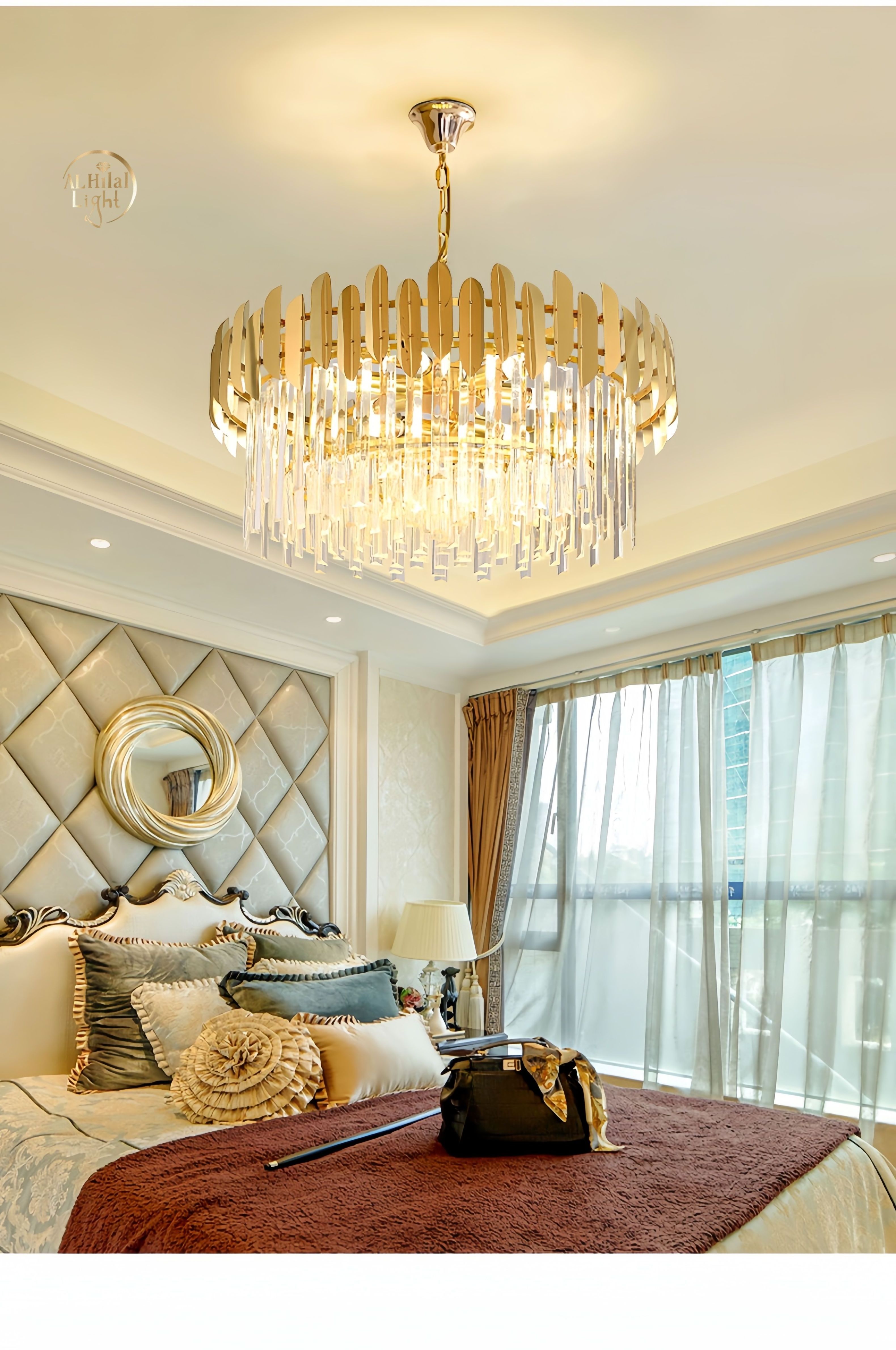 Post-Modern Light Luxury Style Crystal Chandelier Round Flush Mount Bedroom Living Room Dining Room Bar Gold Hot Sale Chandelier