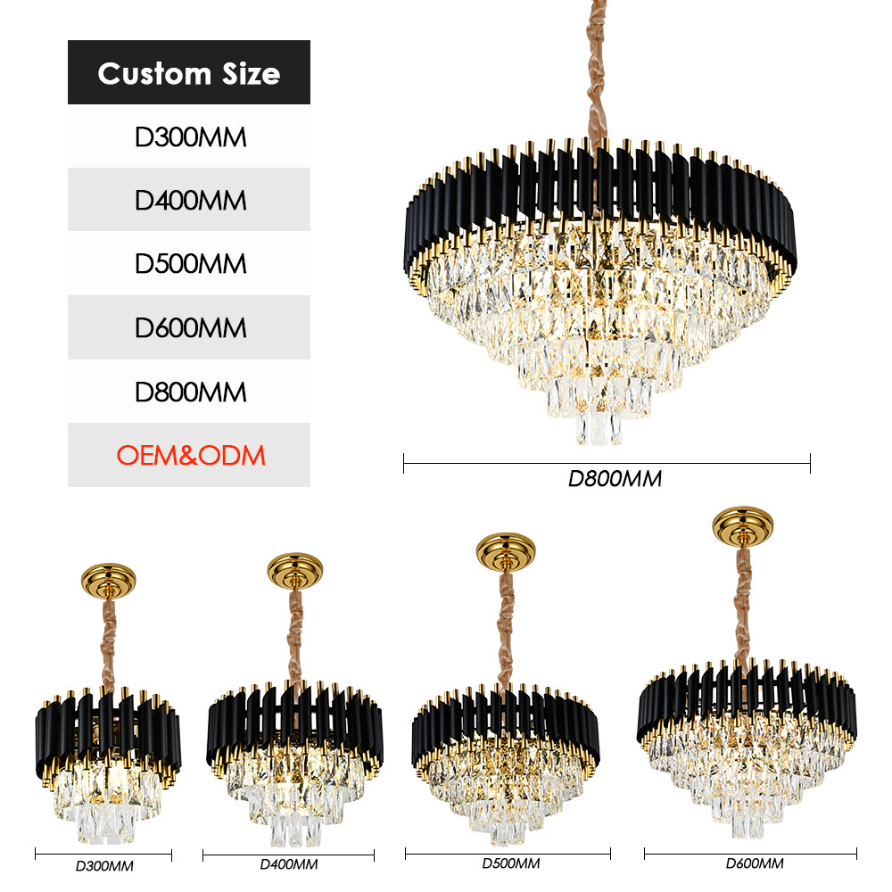 Factory Restaurant Hotel Lobby Modern Villa Gold Pendant Light Decoration Large Lighting K9 Luxury Crystal Chandelier