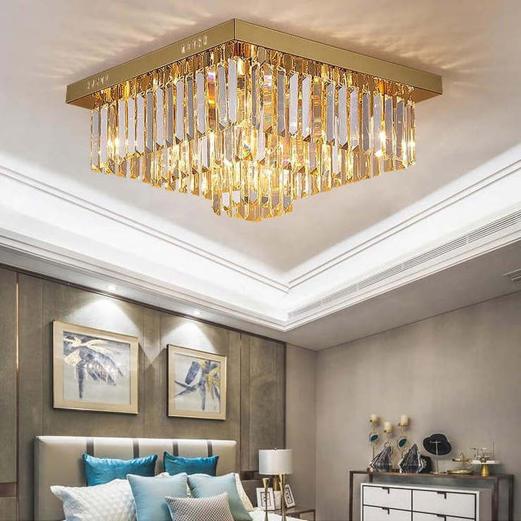 Modern Chrome Sparkle Simple Upscale Ring Mall Hotel Lobby Large Contemporary Crystal Chandelier Lamp Long Pendant Light