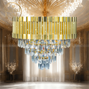 Modern Crystal Chandelier Hanging Light Fixtures for Bedroom Living Room Dining Room Entryway Gold Round Pendant Light