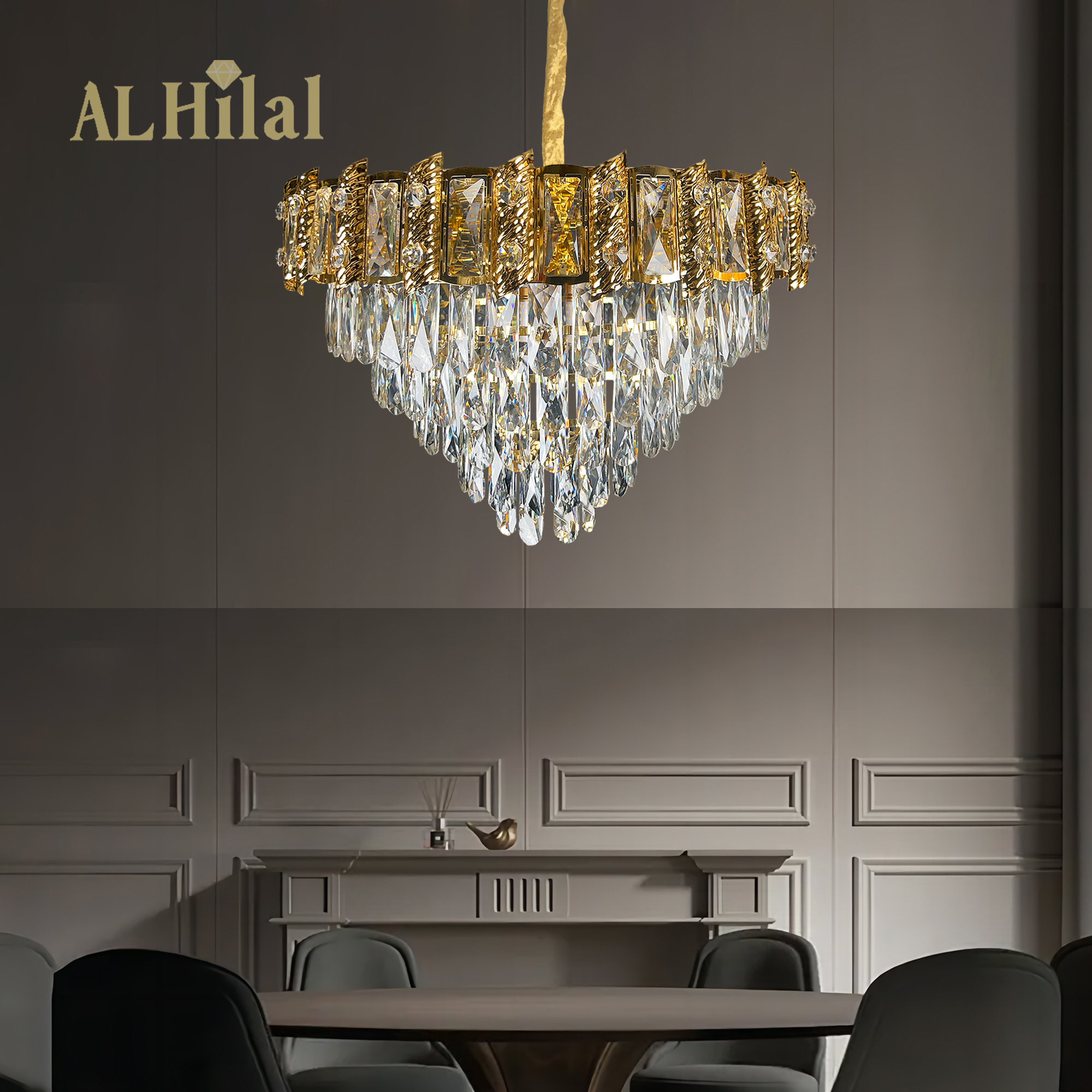 Factory Wholesale Hotel Lobby Classic Gold Led Modern Creative Crystal Luxury Chandelier Pendant Light