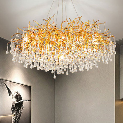 Modern Golden Luxury Metal Glass Dining Living Room Hotel Crystal Chandeliers Pendant Lights